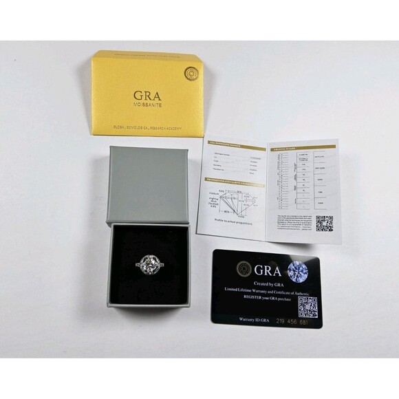 Art Deco Style 2ct Moissanite Sterling Silver Ring With COA Size 7 - Picture 1 of 12